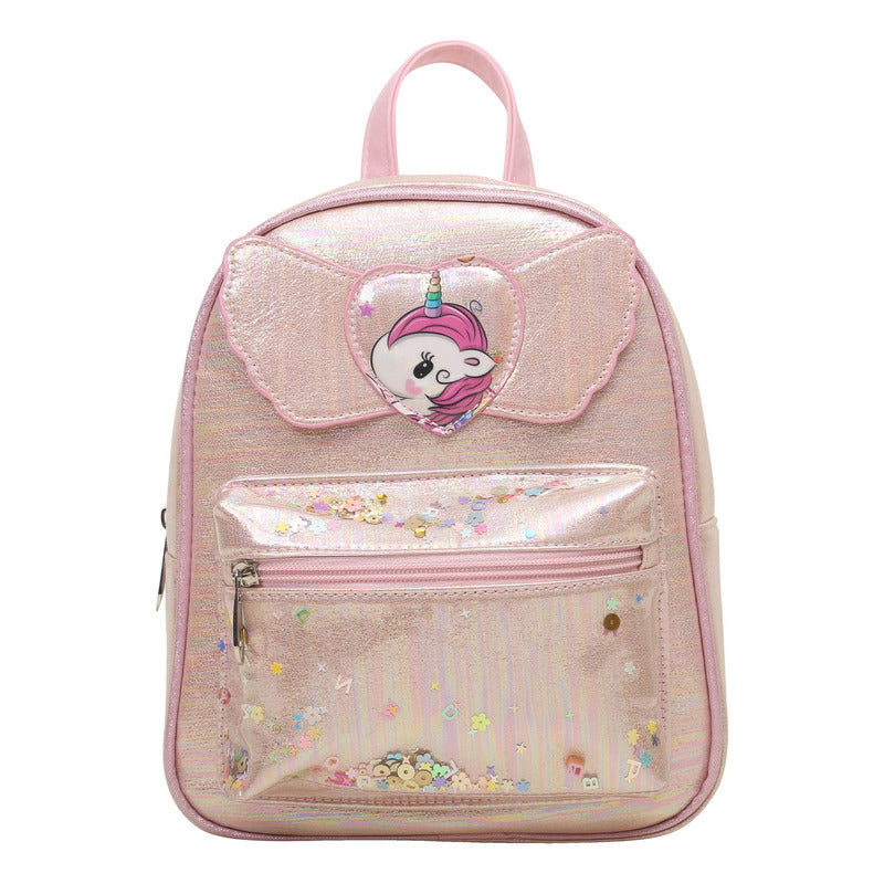 Mochila Brillestela Con Brillo Estelar Liviana Impermeable Rosa Claro